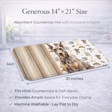 Load image into Gallery viewer, Fawn Doberman Pinscher Coffee Bar Dish Drying Mat