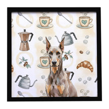 Load image into Gallery viewer, Fawn Doberman Pinscher Coffee Bar Framed Metal Print