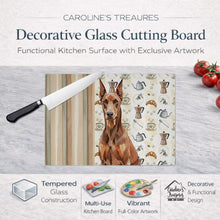 Load image into Gallery viewer, Red Doberman Pinscher Coffee Bar Glass Cutting Board
