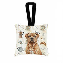Load image into Gallery viewer, Dogue de Bordeaux Coffee Bar Hanging Square Fabric Ornament 3.5 × 3.5