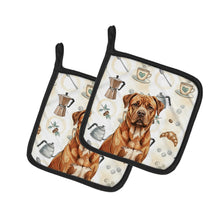 Load image into Gallery viewer, Mahogany Dogue de Bordeaux Coffee Bar Pair of Pot Holders