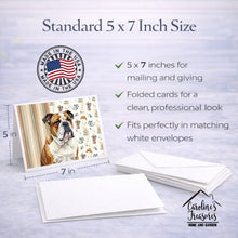Load image into Gallery viewer, Brindle and White English Bulldog Coffee Bar Greeting Cards Pack of 8