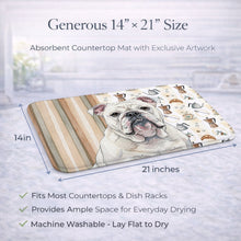 Load image into Gallery viewer, White English Bulldog Coffee Bar Dish Drying Mat