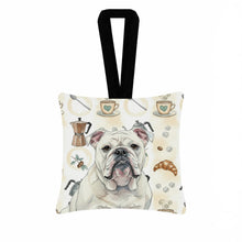 Load image into Gallery viewer, White English Bulldog Coffee Bar Hanging Square Fabric Ornament 3.5 × 3.5