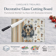 Load image into Gallery viewer, Blue Roan &amp; Tan English Cocker Spaniel Coffee Bar Glass Cutting Board