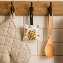 Load image into Gallery viewer, Golden English Cocker Spaniel Coffee Bar Hanging Square Fabric Ornament 3.5 × 3.5