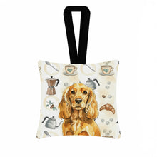 Load image into Gallery viewer, Golden English Cocker Spaniel Coffee Bar Hanging Square Fabric Ornament 3.5 × 3.5