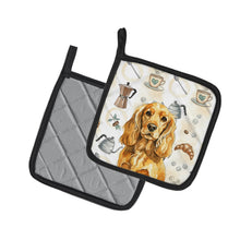 Load image into Gallery viewer, Golden English Cocker Spaniel Coffee Bar Pair of Pot Holders