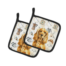 Load image into Gallery viewer, Golden English Cocker Spaniel Coffee Bar Pair of Pot Holders