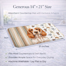 Load image into Gallery viewer, Orange Roan English Cocker Spaniel Coffee Bar Dish Drying Mat