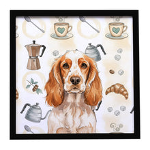 Load image into Gallery viewer, Orange Roan English Cocker Spaniel Coffee Bar Framed Metal Print