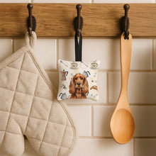 Load image into Gallery viewer, Red English Cocker Spaniel Coffee Bar Hanging Square Fabric Ornament 3.5 × 3.5
