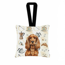 Load image into Gallery viewer, Red English Cocker Spaniel Coffee Bar Hanging Square Fabric Ornament 3.5 × 3.5