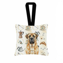 Load image into Gallery viewer, Apricot English Mastiff Coffee Bar Hanging Square Fabric Ornament 3.5 × 3.5