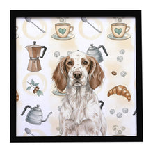 Load image into Gallery viewer, Liver Belton English Setter Coffee Bar Framed Metal Print