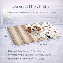 Load image into Gallery viewer, Tricolor English Setter Coffee Bar Dish Drying Mat