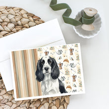 Load image into Gallery viewer, Black and White English Springer Spaniel Coffee Bar Greeting Cards Pack of 8