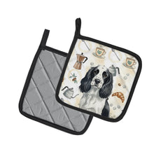 Load image into Gallery viewer, Black and White English Springer Spaniel Coffee Bar Pair of Pot Holders