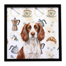 Load image into Gallery viewer, Liver and White English Springer Spaniel Coffee Bar Framed Metal Print