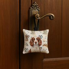 Load image into Gallery viewer, Liver and White English Springer Spaniel Coffee Bar Hanging Square Fabric Ornament 3.5 × 3.5