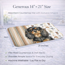 Load image into Gallery viewer, Black and Tan English Toy Spaniel Coffee Bar Dish Drying Mat