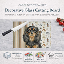 Load image into Gallery viewer, Black and Tan English Toy Spaniel Coffee Bar Glass Cutting Board