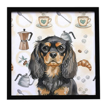 Load image into Gallery viewer, Black and Tan English Toy Spaniel Coffee Bar Framed Metal Print