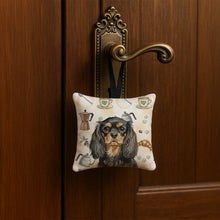 Load image into Gallery viewer, Black and Tan English Toy Spaniel Coffee Bar Hanging Square Fabric Ornament 3.5 × 3.5