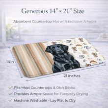 Load image into Gallery viewer, Black Flat-Coated Retriever Coffee Bar Dish Drying Mat