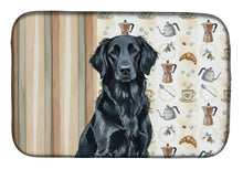 Load image into Gallery viewer, Black Flat-Coated Retriever Coffee Bar Dish Drying Mat