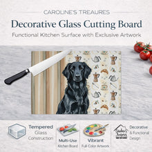Load image into Gallery viewer, Black Flat-Coated Retriever Coffee Bar Glass Cutting Board