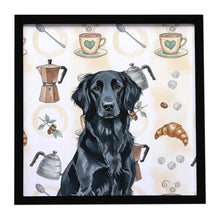Load image into Gallery viewer, Black Flat-Coated Retriever Coffee Bar Framed Metal Print