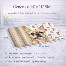 Load image into Gallery viewer, Fawn French Bulldog Coffee Bar Dish Drying Mat