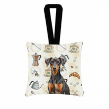 Load image into Gallery viewer, German Pinscher Coffee Bar Hanging Square Fabric Ornament 3.5 × 3.5