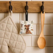 Load image into Gallery viewer, Red German Pinscher Coffee Bar Hanging Square Fabric Ornament 3.5 × 3.5