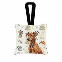 Load image into Gallery viewer, Red German Pinscher Coffee Bar Hanging Square Fabric Ornament 3.5 × 3.5