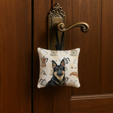 Load image into Gallery viewer, Black and Tan German Shepherd Coffee Bar Hanging Square Fabric Ornament 3.5 × 3.5