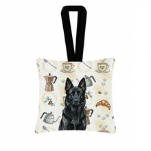 Load image into Gallery viewer, Black German Shepherd Coffee Bar Hanging Square Fabric Ornament 3.5 × 3.5