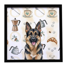Load image into Gallery viewer, German Shepherd Coffee Bar Framed Metal Print