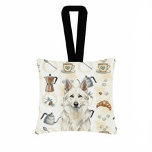 Load image into Gallery viewer, White German Shepherd Coffee Bar Hanging Square Fabric Ornament 3.5 × 3.5
