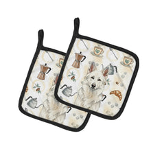Load image into Gallery viewer, White German Shepherd Coffee Bar Pair of Pot Holders
