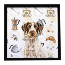 Load image into Gallery viewer, Liver and White German Wirehaired Pointer Coffee Bar Framed Metal Print