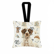 Load image into Gallery viewer, Liver and White German Wirehaired Pointer Coffee Bar Hanging Square Fabric Ornament 3.5 × 3.5