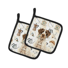 Load image into Gallery viewer, Liver and White German Wirehaired Pointer Coffee Bar Pair of Pot Holders