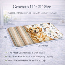 Load image into Gallery viewer, Golden Retriever Coffee Bar Dish Drying Mat