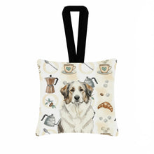 Load image into Gallery viewer, Badger Great Pyrenees Coffee Bar Hanging Square Fabric Ornament 3.5 × 3.5