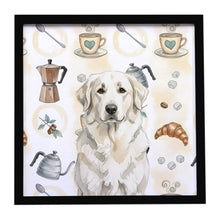 Load image into Gallery viewer, White Great Pyrenees Coffee Bar Framed Metal Print