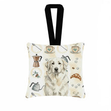 Load image into Gallery viewer, White Great Pyrenees Coffee Bar Hanging Square Fabric Ornament 3.5 × 3.5