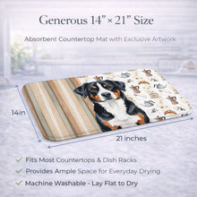 Load image into Gallery viewer, Greater Swiss Mountain Dog Coffee Bar Dish Drying Mat