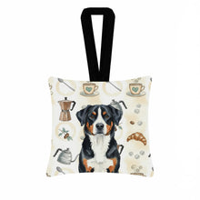 Load image into Gallery viewer, Greater Swiss Mountain Dog Coffee Bar Hanging Square Fabric Ornament 3.5 × 3.5